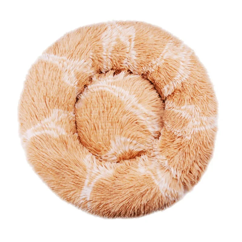 Round Plush Pet Bed — Washable, Super Soft Donut for Dogs & Cats