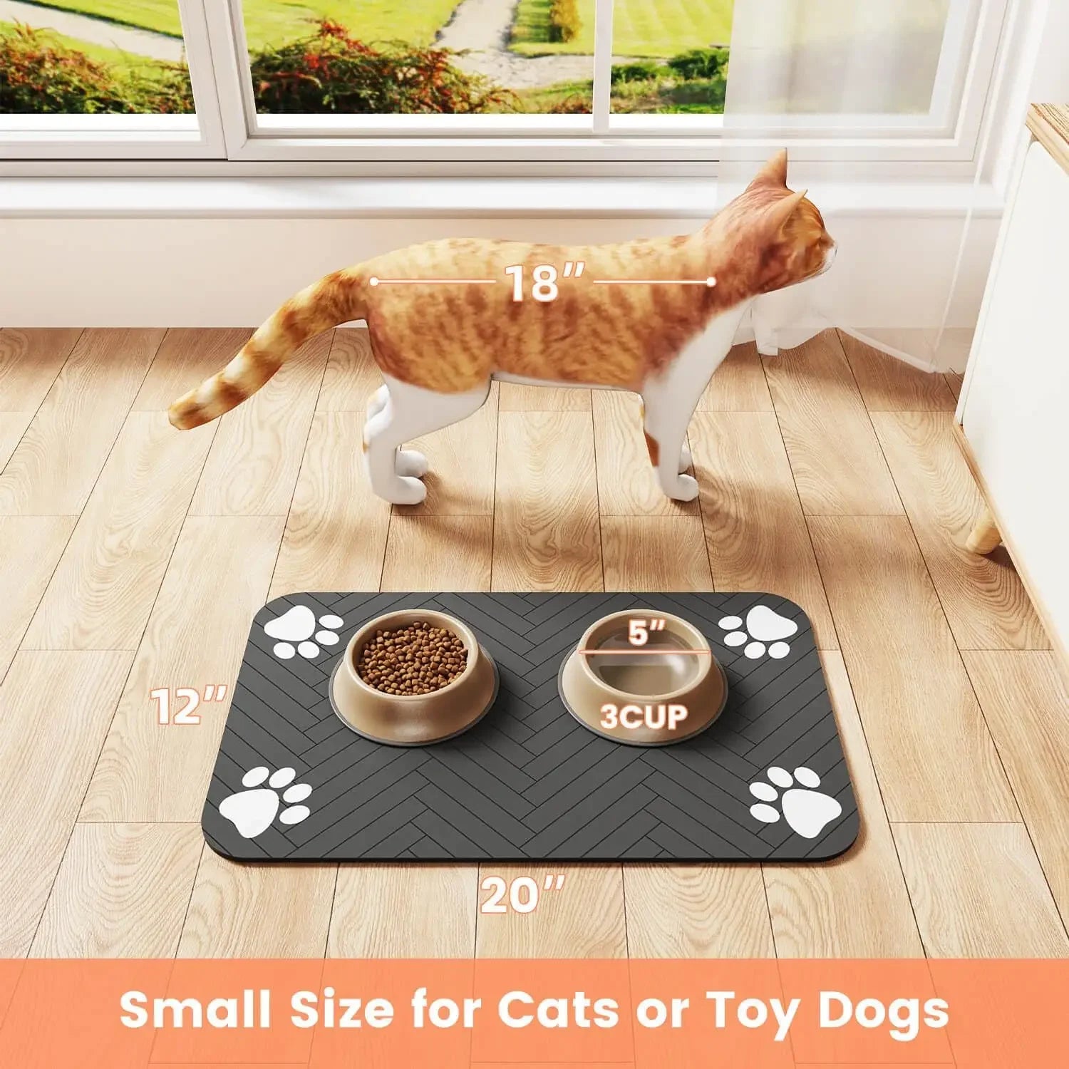 Pet Feeding Mat – Waterproof Anti-Slip Placemat for Dogs & Cats (S/M/L)