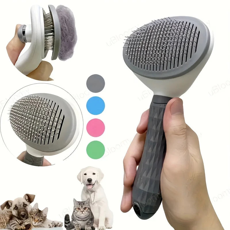 Self-Cleaning Slicker Brush — One-Click Pet Hair Removal Comb for Dogs & Cats