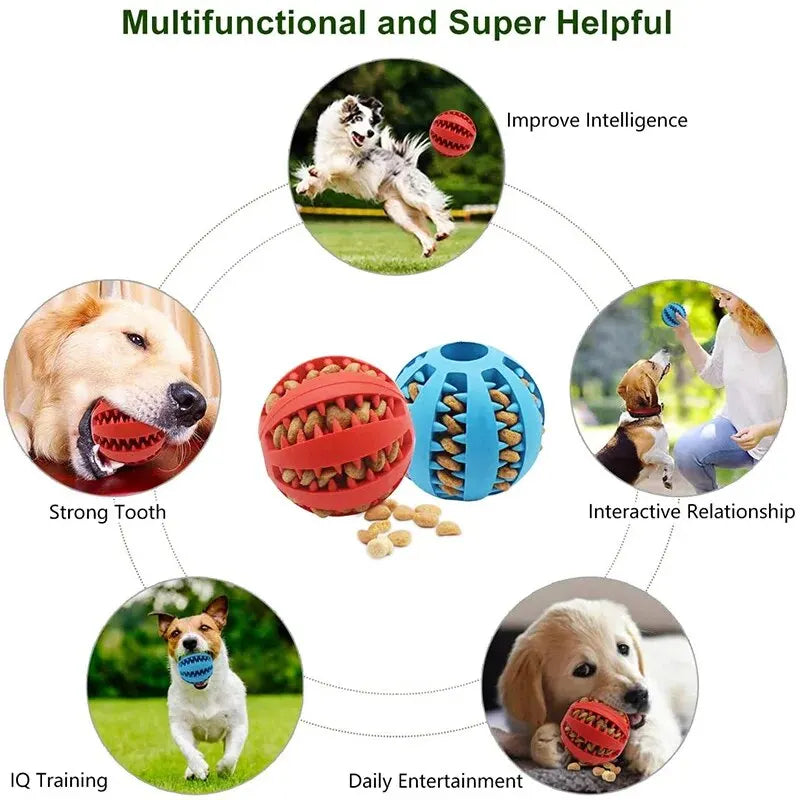Dog Chew Toy Ball – Non-Toxic Rubber Treat Dispenser for Dental Health & IQ Training