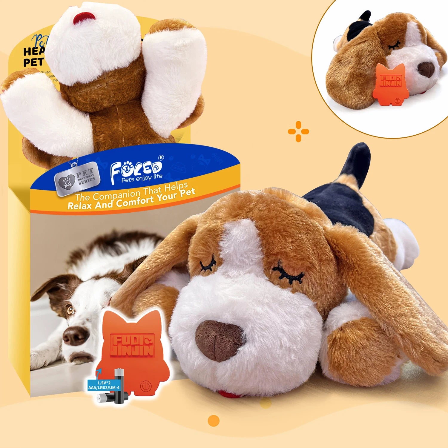 Furipo CalmPup Heartbeat Plush | Comfort Toy for Puppies & Dogs with Separation Anxiety