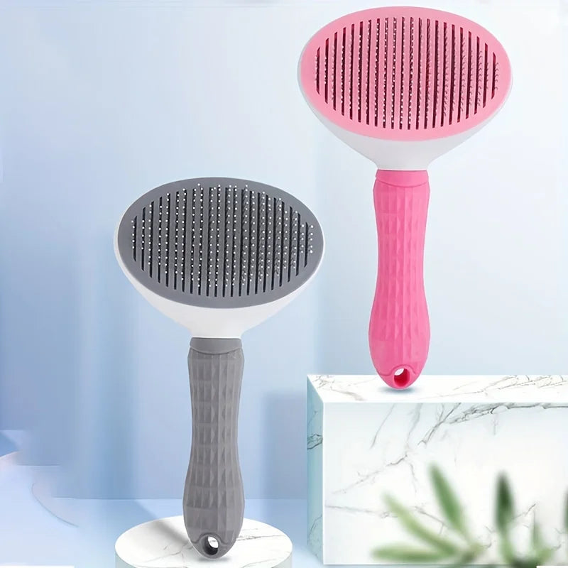 Self-Cleaning Slicker Brush — One-Click Pet Hair Removal Comb for Dogs & Cats