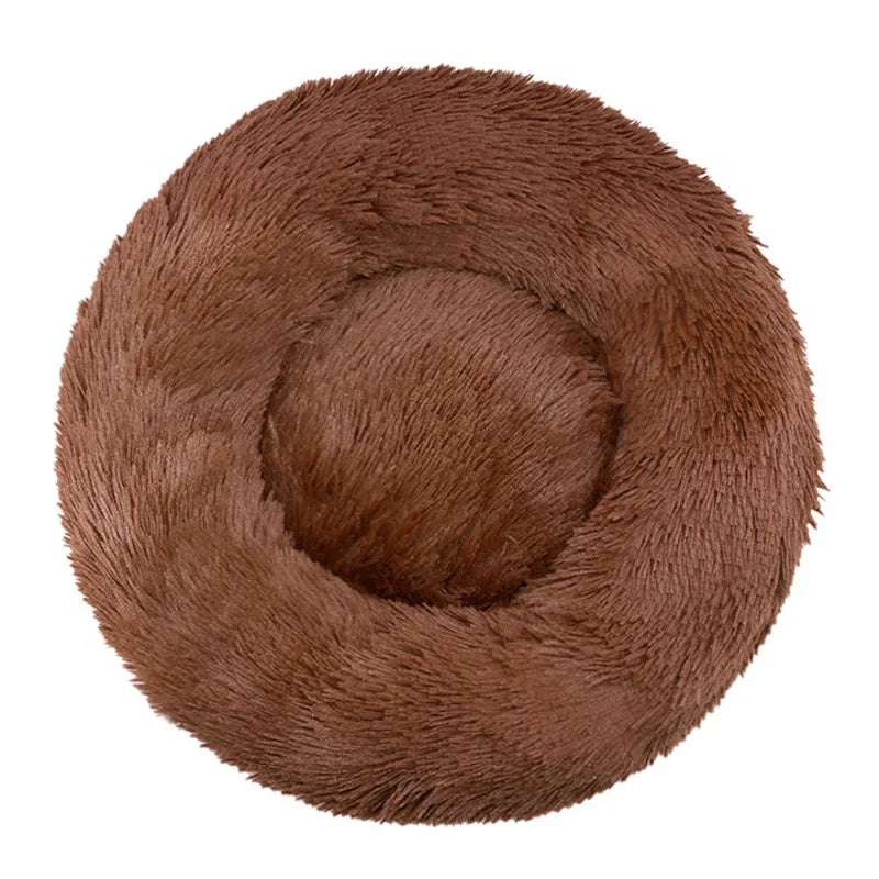 Round Plush Pet Bed — Washable, Super Soft Donut for Dogs & Cats