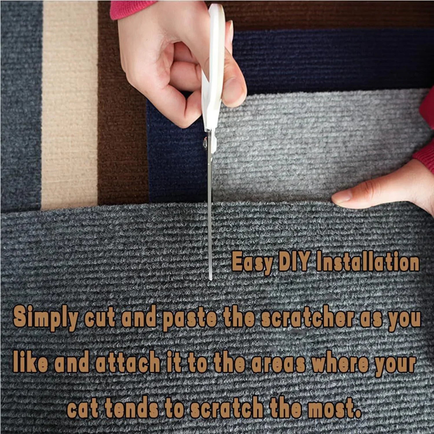 Self-Adhesive Cat Scratch Mat – Trimmable Sofa & Furniture Protector (8 Colors)