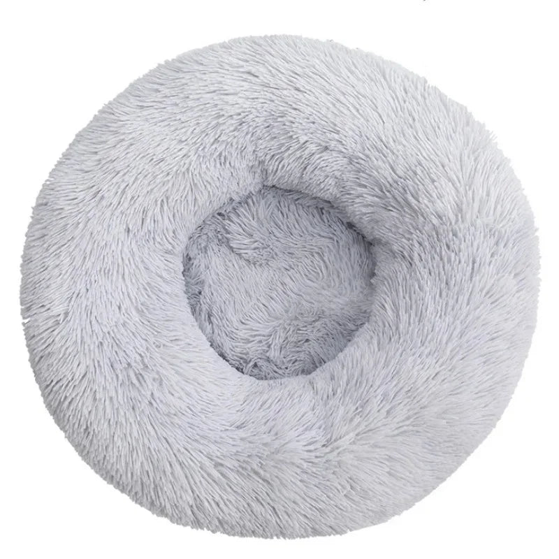 Round Plush Pet Bed — Washable, Super Soft Donut for Dogs & Cats