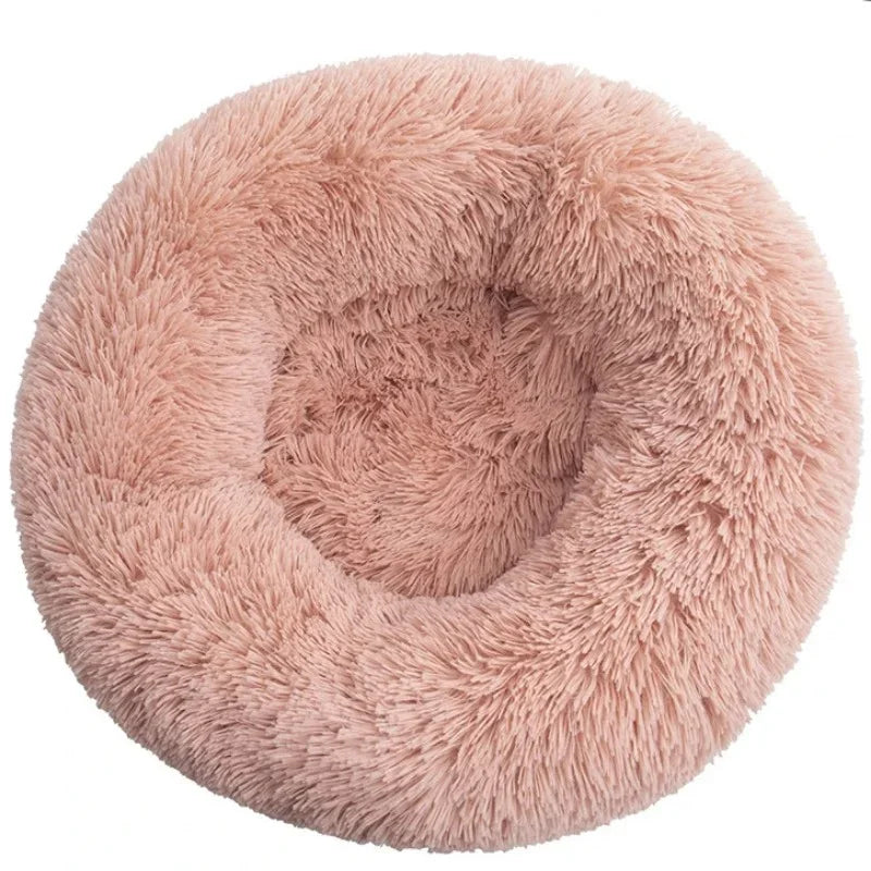 Round Plush Pet Bed — Washable, Super Soft Donut for Dogs & Cats