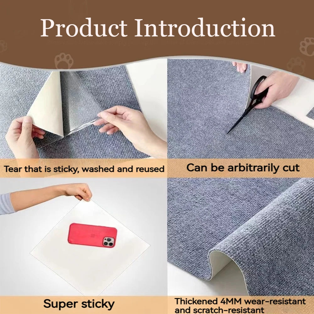 Self-Adhesive Cat Scratch Mat – Trimmable Sofa & Furniture Protector (8 Colors)