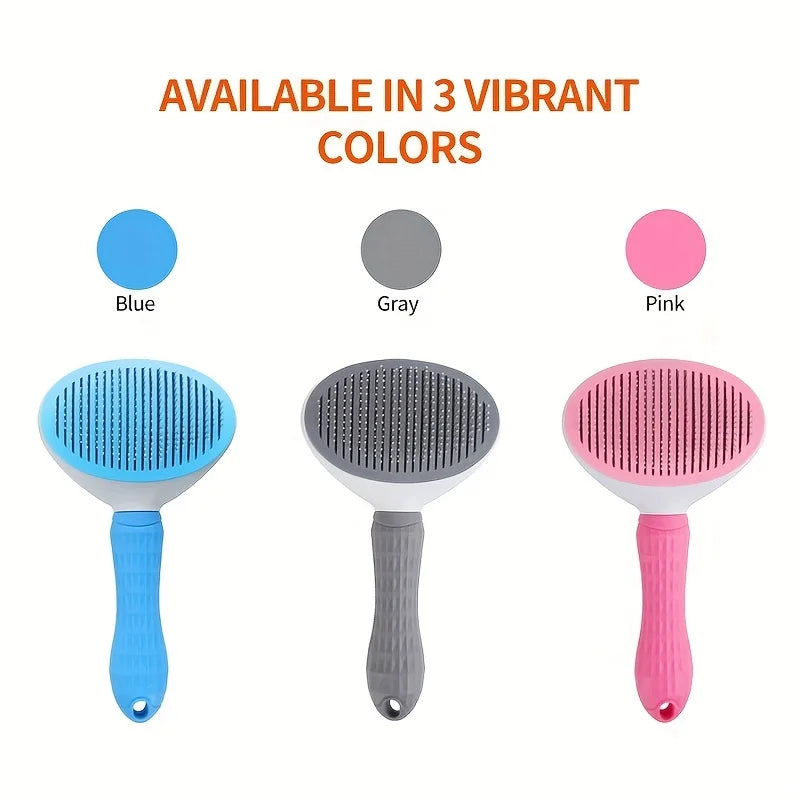 Self-Cleaning Slicker Brush — One-Click Pet Hair Removal Comb for Dogs & Cats