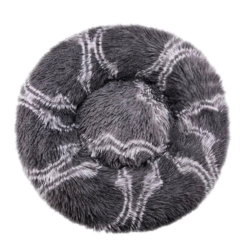 Round Plush Pet Bed — Washable, Super Soft Donut for Dogs & Cats