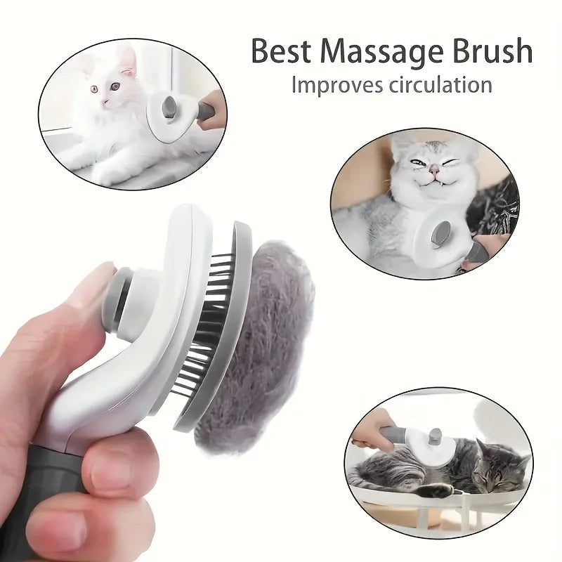 Self-Cleaning Slicker Brush — One-Click Pet Hair Removal Comb for Dogs & Cats