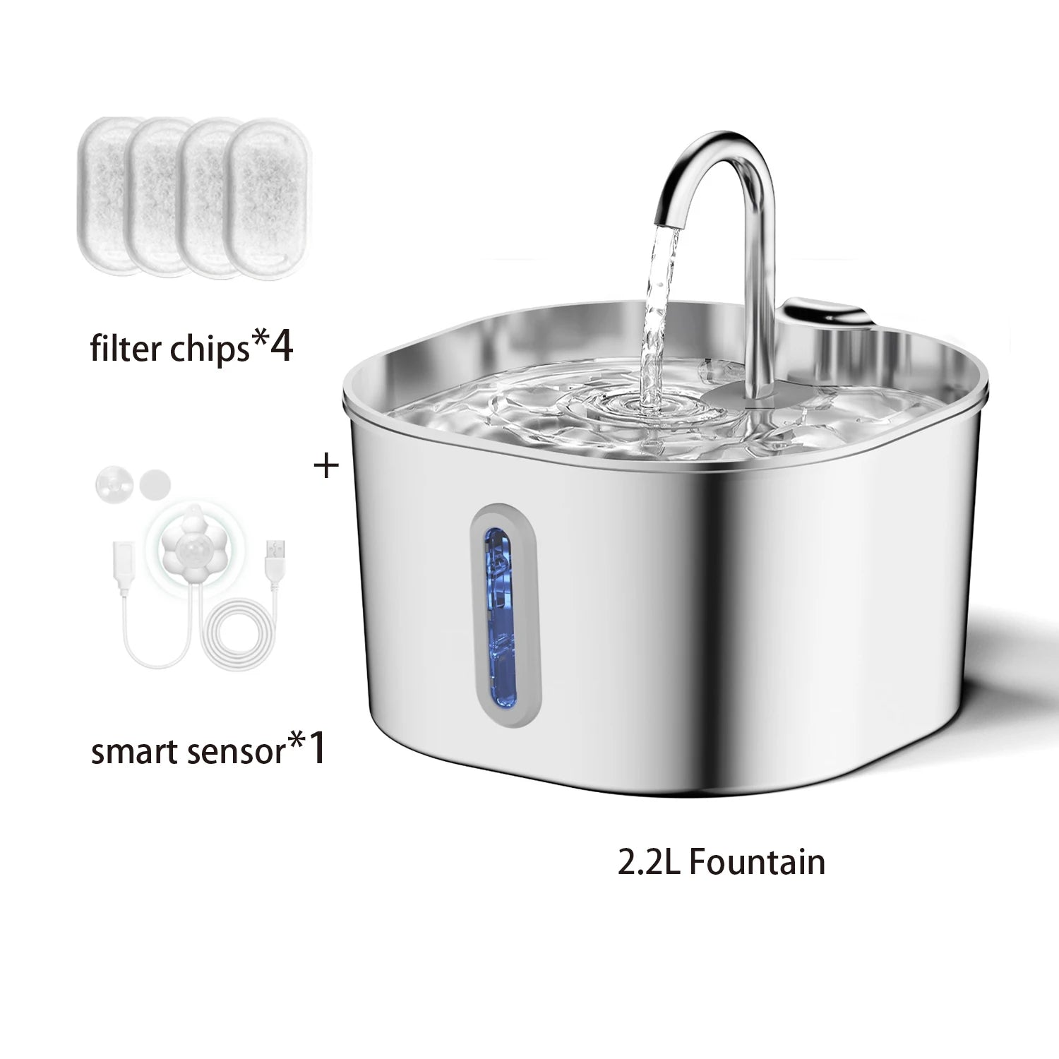 2.2L Stainless Steel Cat Water Fountain — Auto-Circulation Silent Feeder
