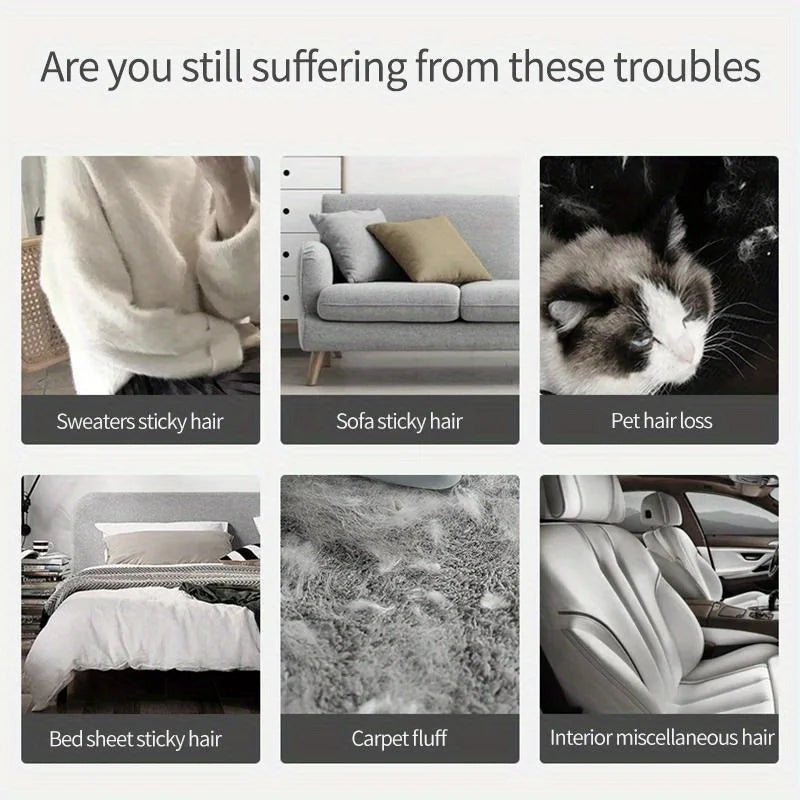 Double-Sided Pet Hair Remover Brush — Reusable Lint Roller for Clothes & Furniture