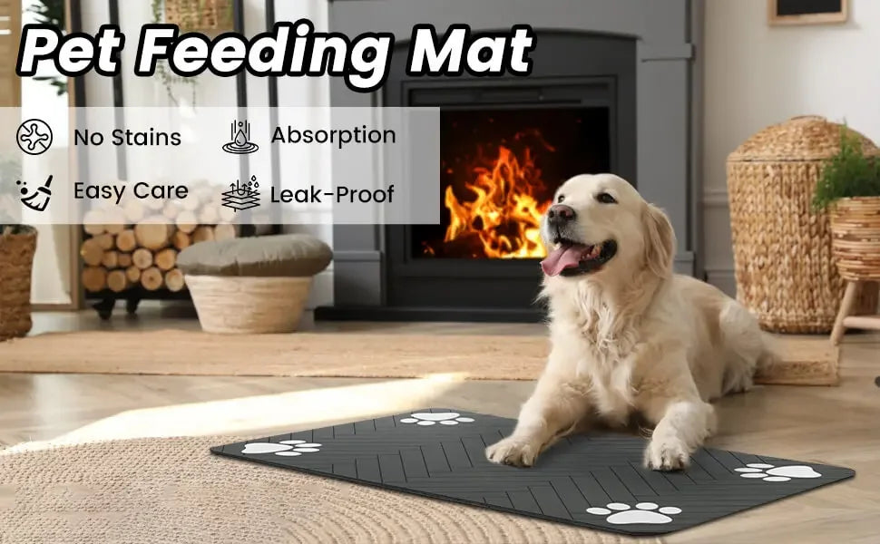 Pet Feeding Mat – Waterproof Anti-Slip Placemat for Dogs & Cats (S/M/L)