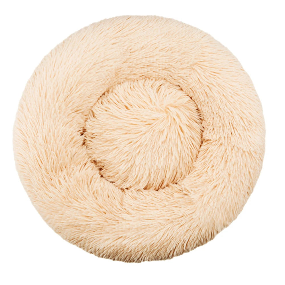 Round Plush Pet Bed — Washable, Super Soft Donut for Dogs & Cats