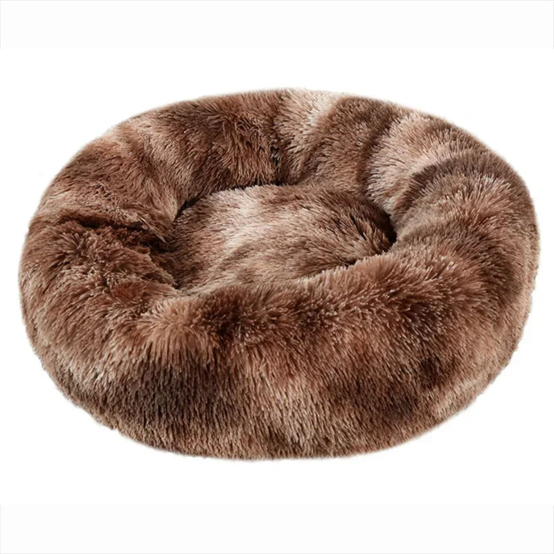 Round Plush Pet Bed — Washable, Super Soft Donut for Dogs & Cats