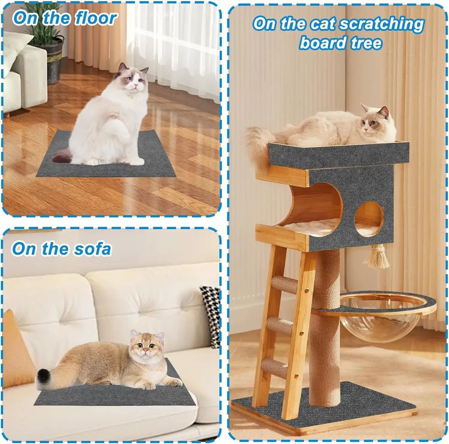 Self-Adhesive Cat Scratch Mat – Trimmable Sofa & Furniture Protector (8 Colors)