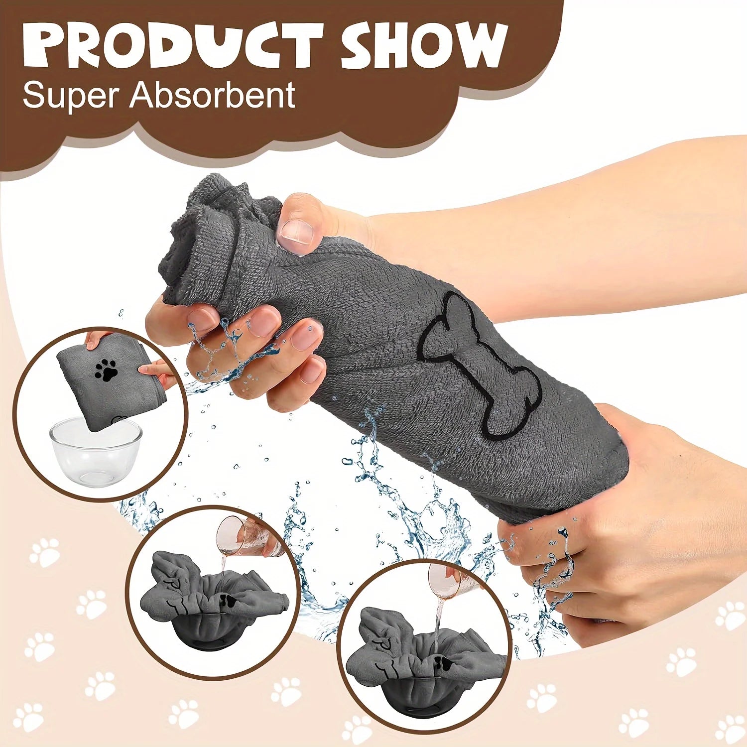 Furipo Quick-Dry Microfiber Paw Towels | Super Absorbent Dog Drying Towel (2-Pack)