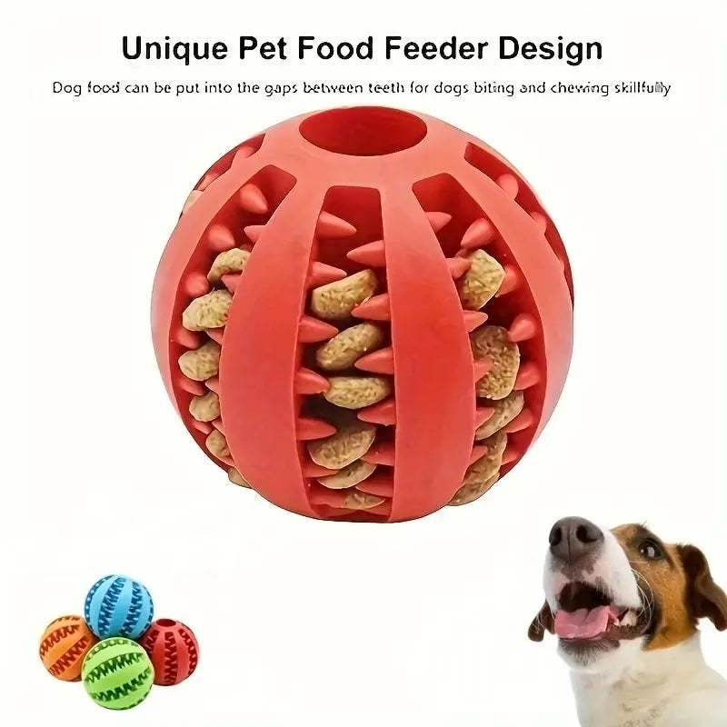Dog Chew Toy Ball – Non-Toxic Rubber Treat Dispenser for Dental Health & IQ Training