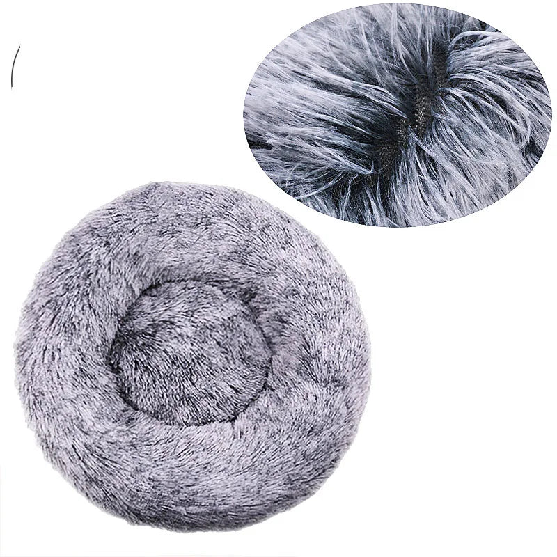 Round Plush Pet Bed — Washable, Super Soft Donut for Dogs & Cats