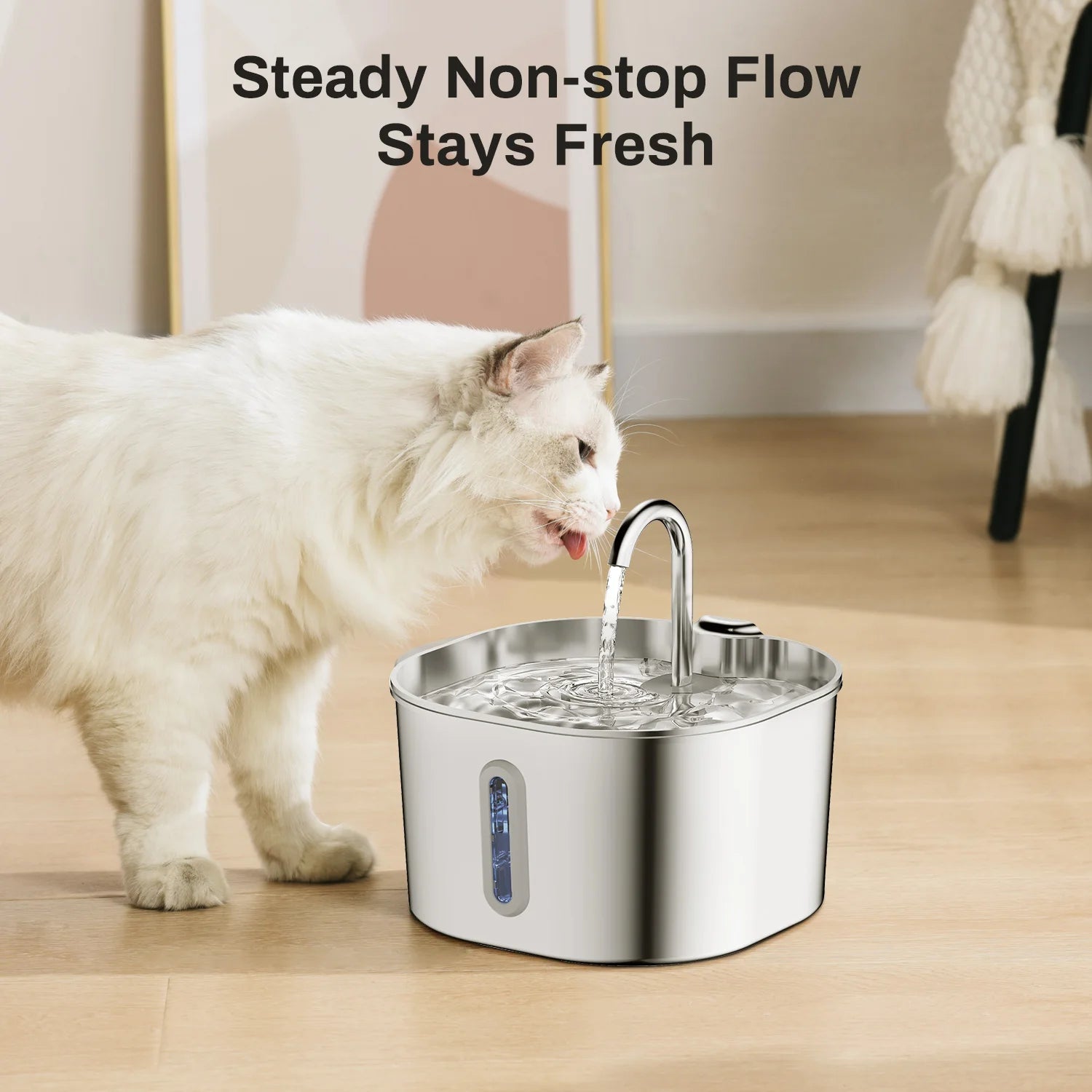 2.2L Stainless Steel Cat Water Fountain — Auto-Circulation Silent Feeder