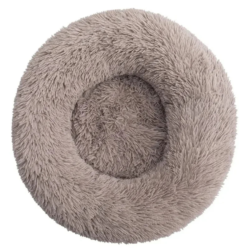Round Plush Pet Bed — Washable, Super Soft Donut for Dogs & Cats