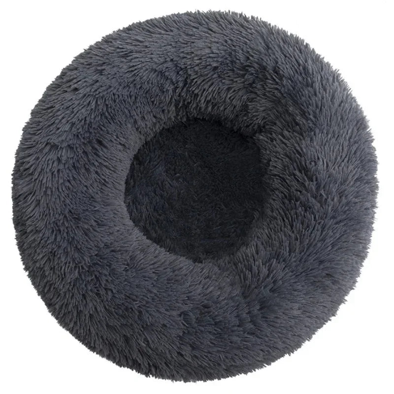 Round Plush Pet Bed — Washable, Super Soft Donut for Dogs & Cats