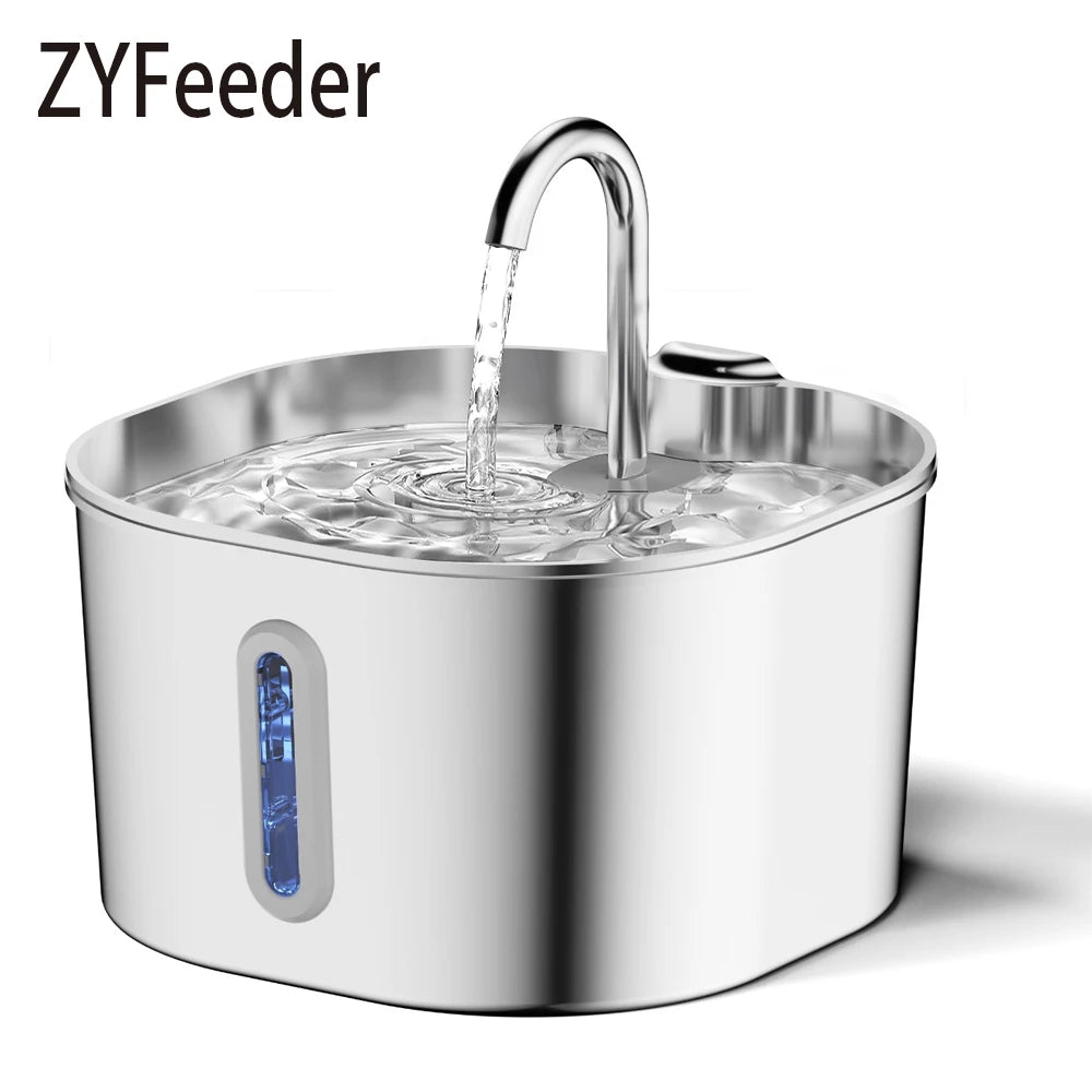 2.2L Stainless Steel Cat Water Fountain — Auto-Circulation Silent Feeder