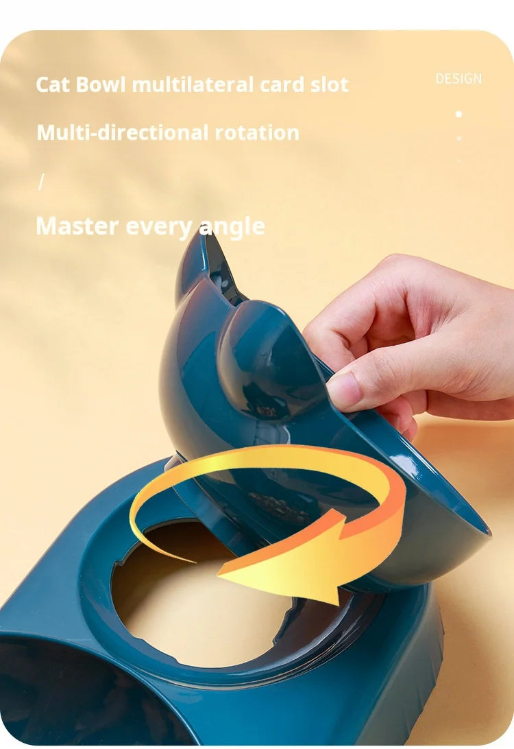 3-in-1 Tilted Cat Bowl Set — Food & Water Feeder with Gravity Bottle