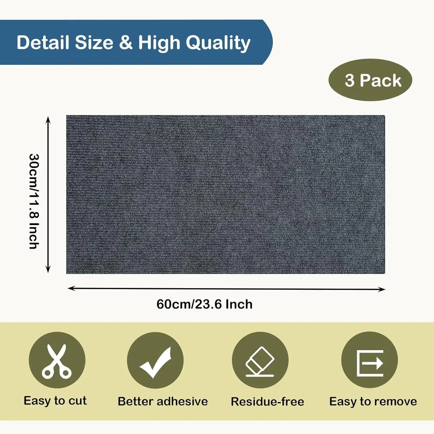 Self-Adhesive Cat Scratch Mat – Trimmable Sofa & Furniture Protector (8 Colors)